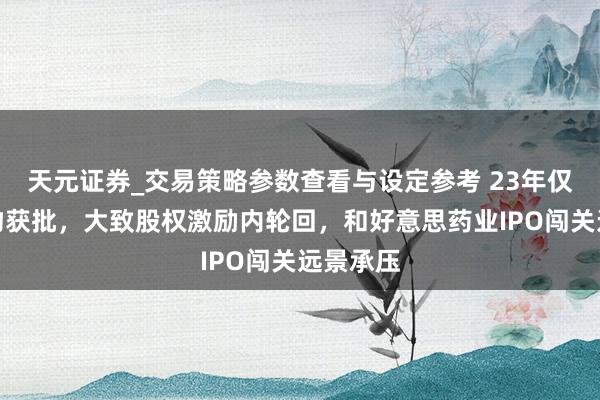 天元证券_交易策略参数查看与设定参考 23年仅一款产物获批，大致股权激励内轮回，和好意思药业IPO闯关远景承压