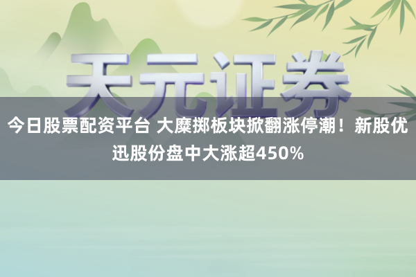 今日股票配资平台 大糜掷板块掀翻涨停潮！新股优迅股份盘中大涨超450%